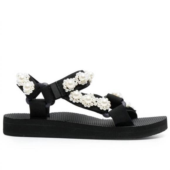 NEW ARIZONA LOVE women\'s trekky pearls sandal in black main image 2
